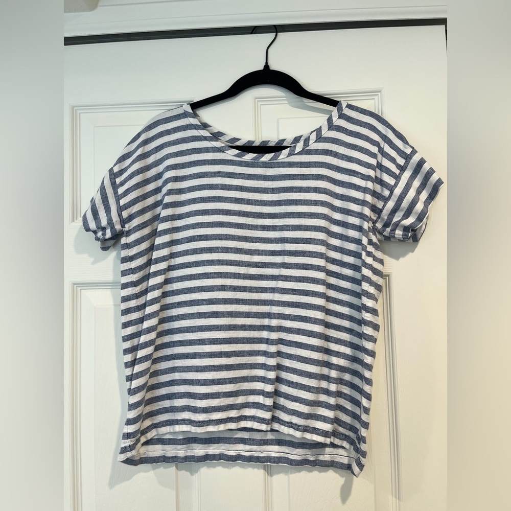 Bear and Grace Striped Blue and White Women's Top